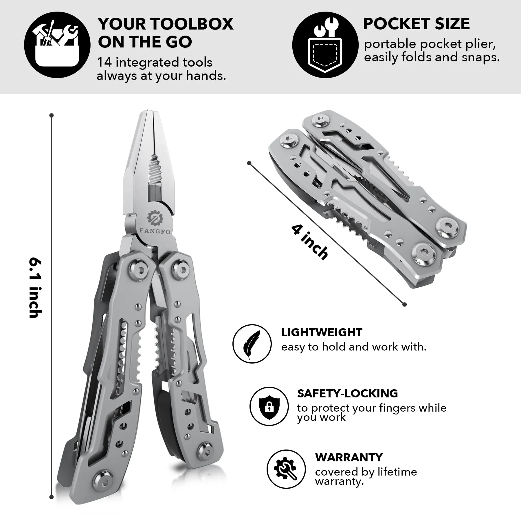 14-In-1 Multitool Plier Premium Portable Multi Tool with Safety Locking Professional