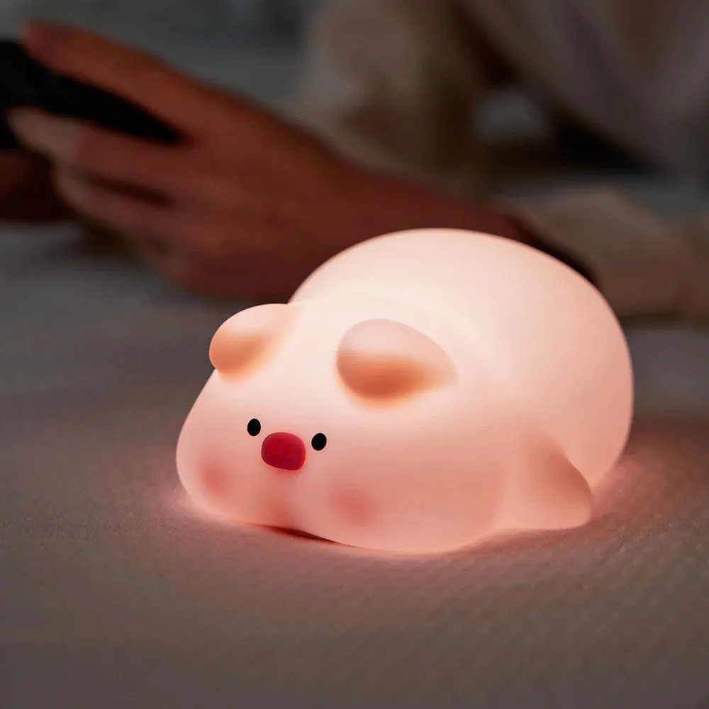 1PC Sleepy Kawaii Animal LED Rechargeable USB Night Light - Panda, Hippo, Pig, Bunny, Sheep