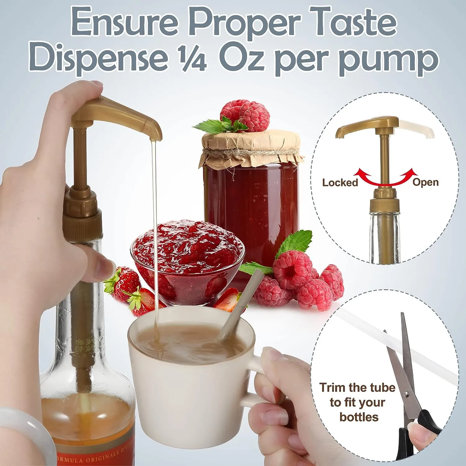 4Pack Syrup Pump Dispenser Pumps For 750ML Bottles-Black