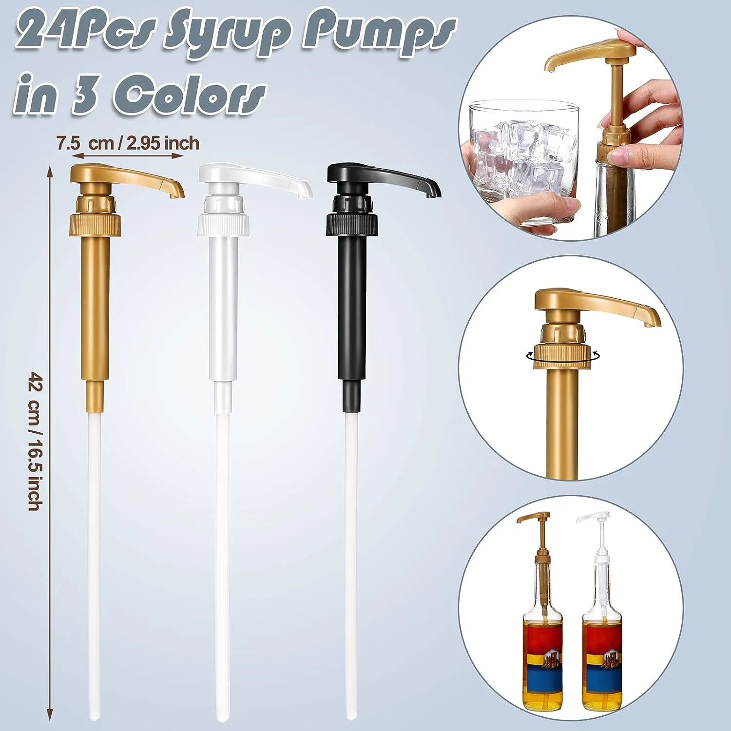 4Pack Syrup Pump Dispenser Pumps For 750ML Bottles-White