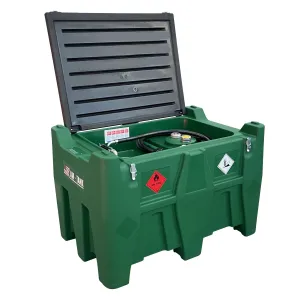 AM-TANK 116 Gal Portable Diesel Tank w/ Electric Transfer Pump & Storage, Green