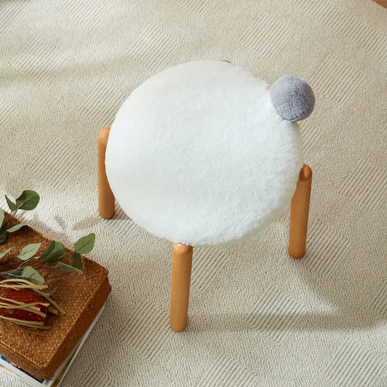 Animal Tails Creative Soft Plush Backless Stool