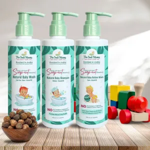 Baby Skin & Hair Bundle | Baby Shampoo , Body Wash & Bottom Wash | Reetha & Indian Herbs | 200 ml x 3