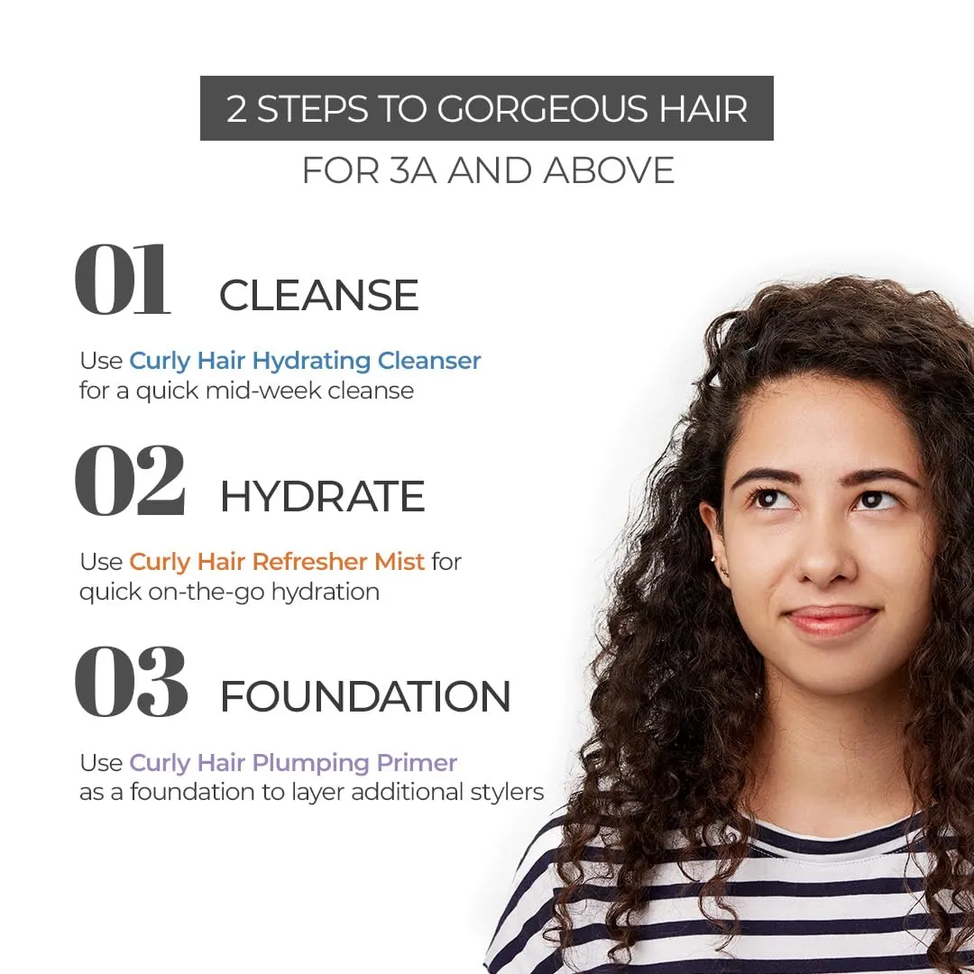 Curly Hair Plumping Primer, Hydrating Cleanser and Refresher Mist Set | Curly Hair Products | Hair care for curly hair | Magic hair care for curls | Created by Savio John Pereira (pack of 3)