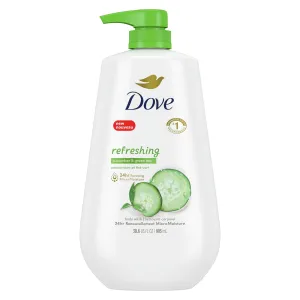 Dove Refreshing Long Lasting Gentle Body Wash, Cucumber and Green Tea, 30.6 fl oz