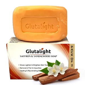 Glutalight Saffron & Sandalwood Soap |Tan Removal Soap| Bathing Soaps Combo Offers | Hydrates & Cleanses Gently | Fades Pigmentation & Dark Spots | Nourishing Body Soap for All Skin Types - Pack of 2