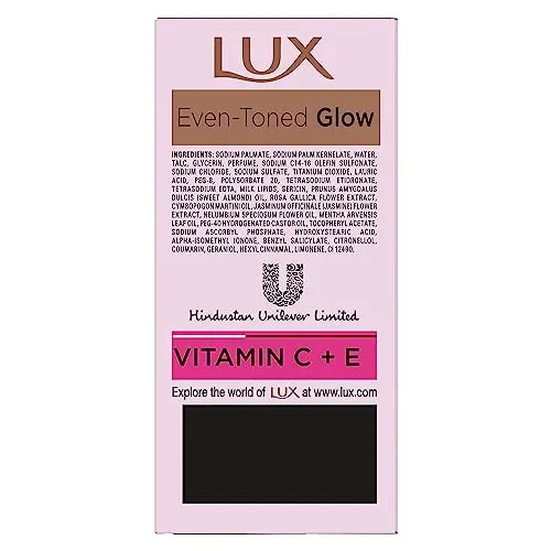 Lux Even-Toned Glow Bathing Soap infused with Vitamin C & E For Superior Glow Offer Pack of 8 x 150g