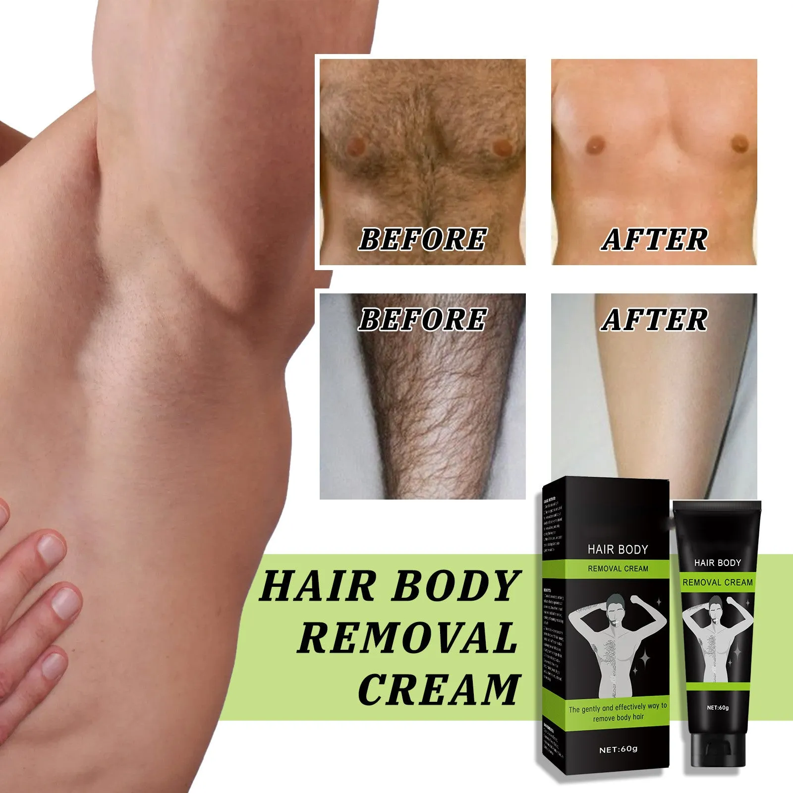 Men's Body Depilatory Cream Clean Hair Removal Armpit