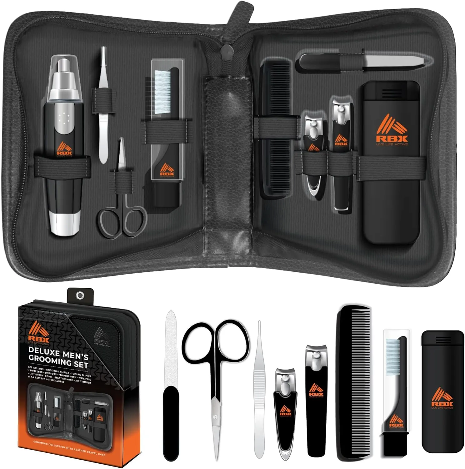 Nail Clippers for Men Travel Size Men's Nail Grooming Kit, 5 Pcs Mens Nail Clipper Set Includes Nail Clippers, Scissors, Tweezers and Leather Traveling Case