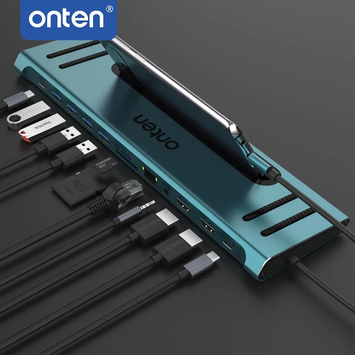 Onten 9199 12 in 1 Type-C Multi-Function Docking Station