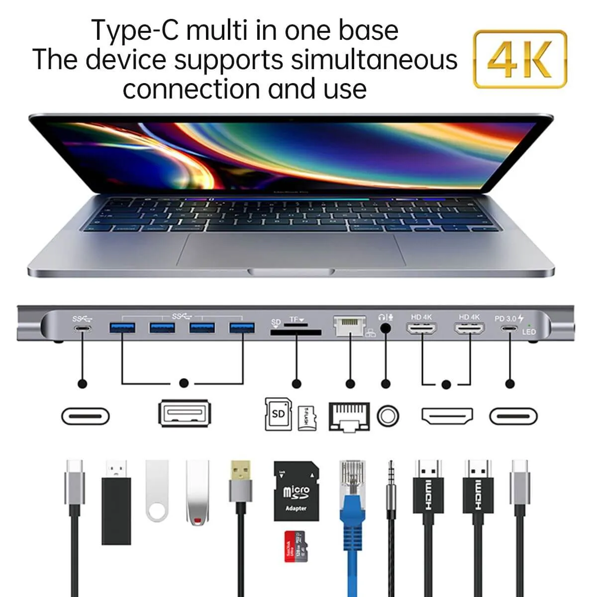 Onten 9199 12 in 1 Type-C Multi-Function Docking Station