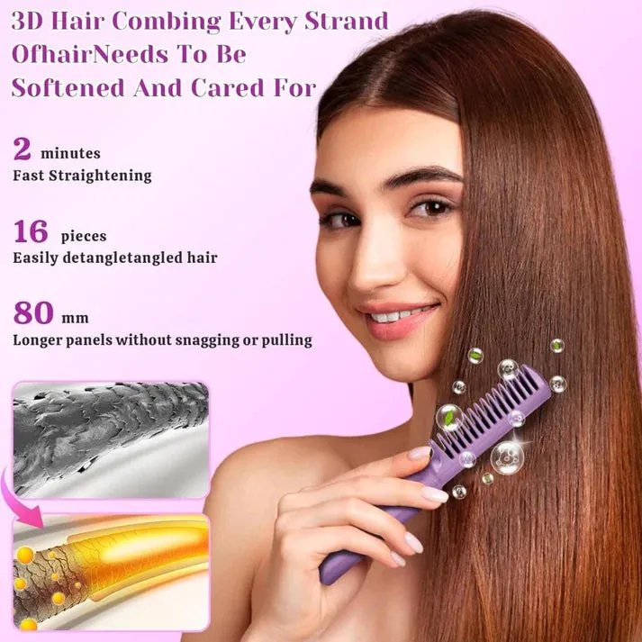 Portable 2-in-1 Hair Straightening Brush