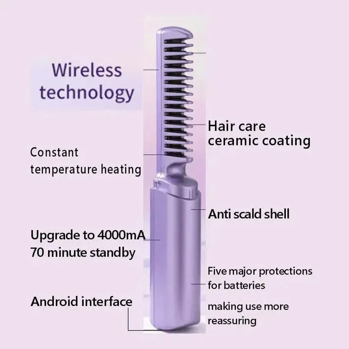 Portable 2-in-1 Hair Straightening Brush