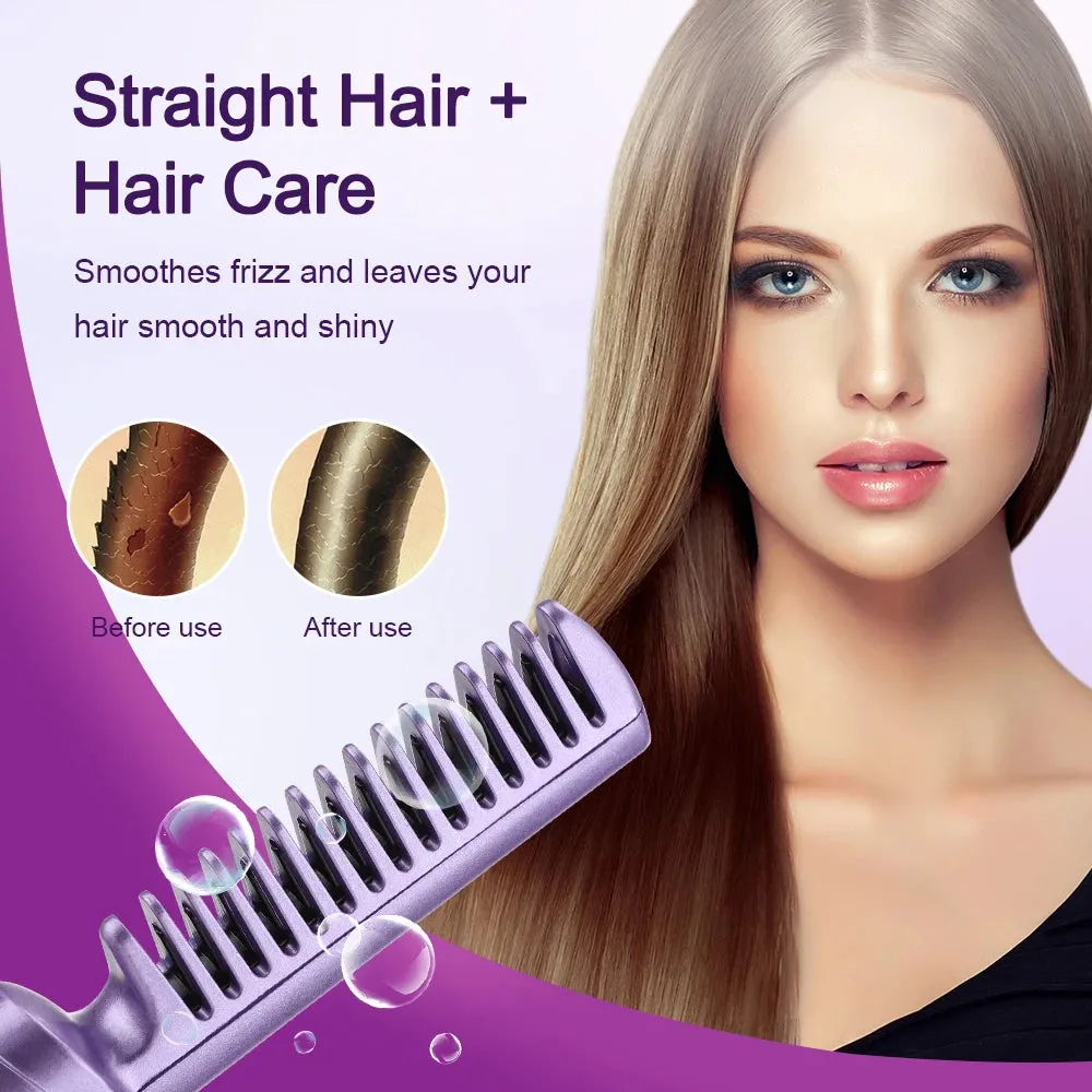 Portable 2-in-1 Hair Straightening Brush