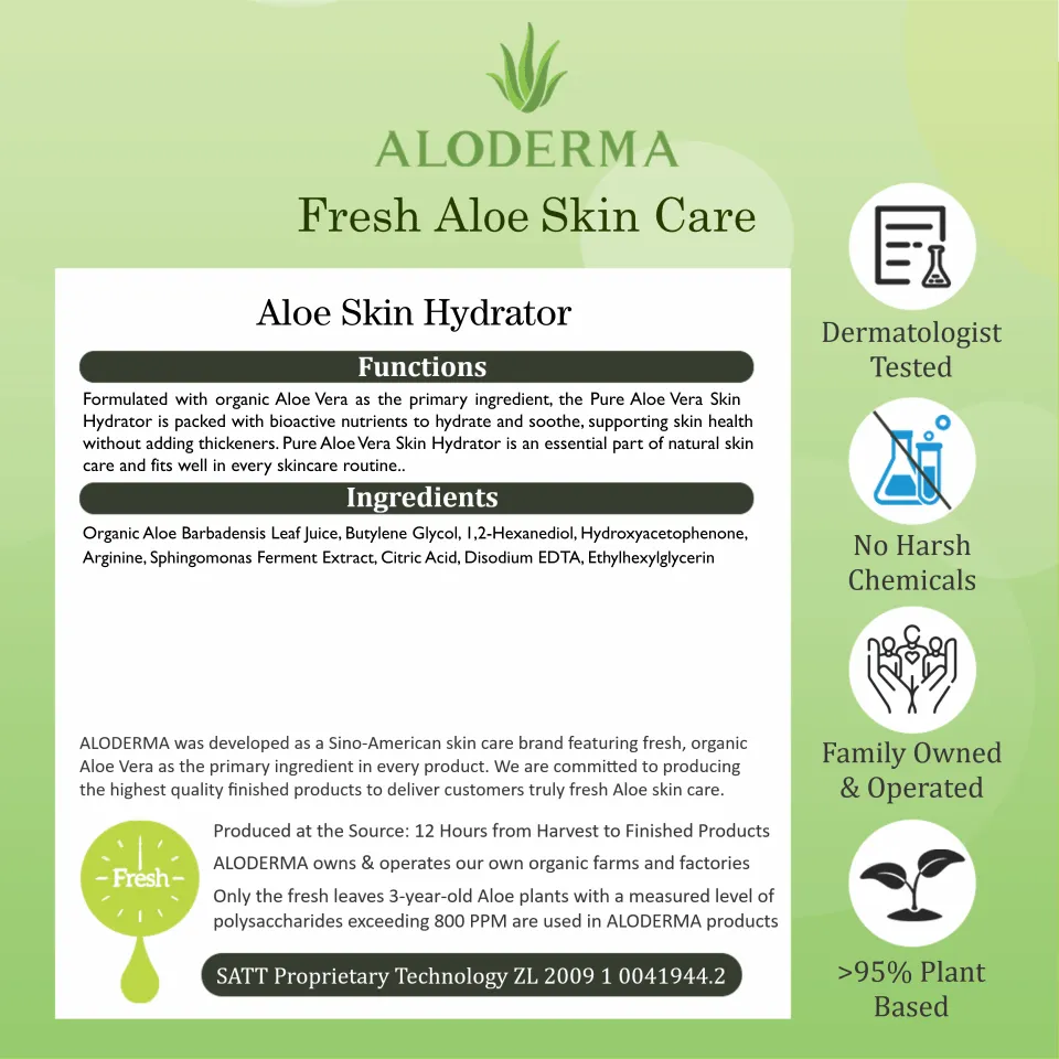 Pure Aloe Vera Skin Hydrator - 99.8% Organic Aloe