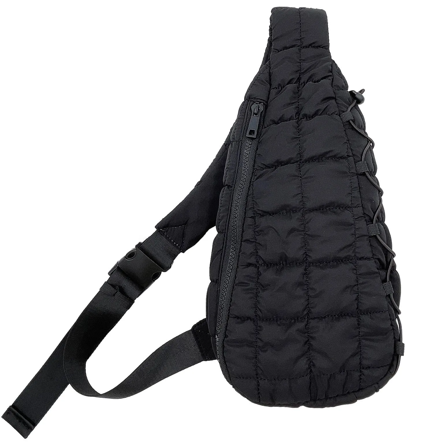 Quilted Puffer Sling Bag in Black