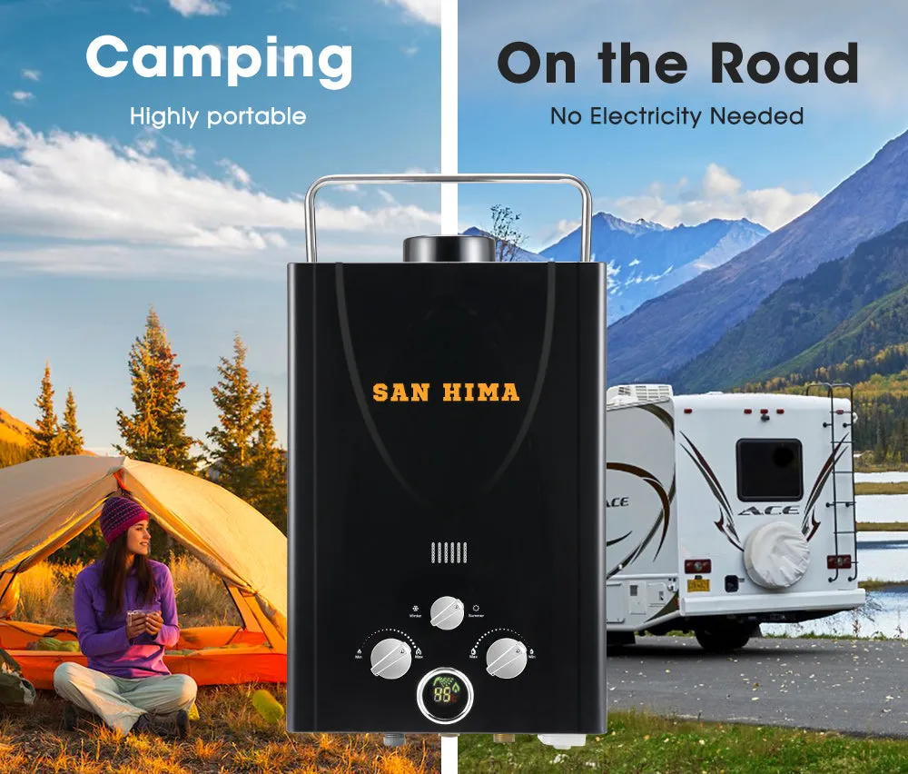 San Hima Portable Gas Hot Water Heater System 8L Caravan Outdoor Camping Shower