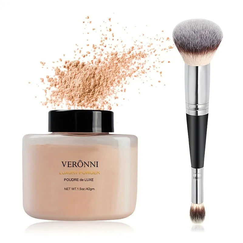 Shine-Free Matte Finishing Powder - Long-lasting & Lightweight Formula for Oil Control and Translucent Setting of Foundation Makeup with Brush Included