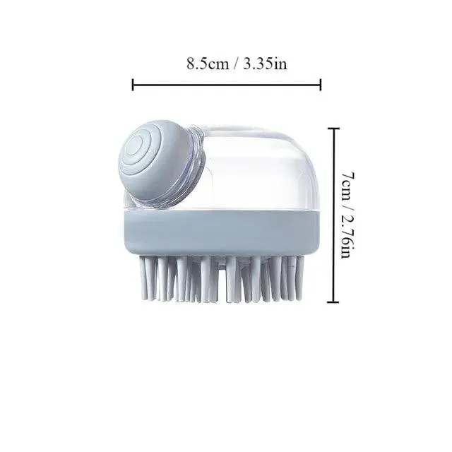 Soft Silicone Pet Bath Brush with Shampoo Dispenser – Gentle Massage and Grooming Tool