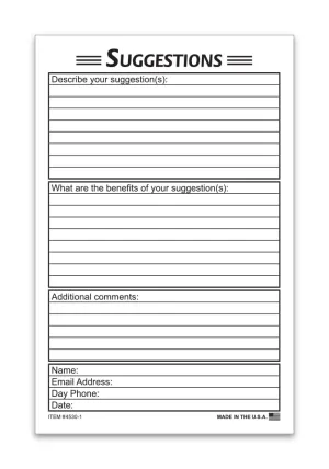 Suggestion Cards for Customer, Employee, or Event Attendee Input - 8.5" x 5.5" White Feedback Collection Cards - Lightweight and Portable Feedback Forms