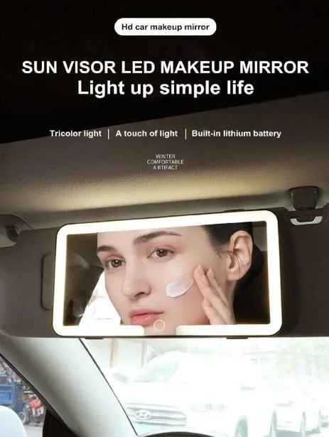 TechToys™ Rechargeable Car Makeup Mirror with LED Lights (Pack Of 1)